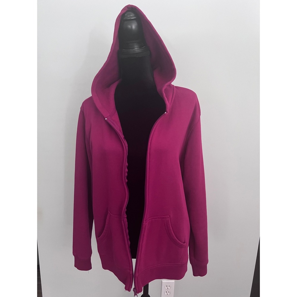 SB Active Womens XL Magenta Pink Full Zip Fleece Hoodie Sweatshirt Pockets